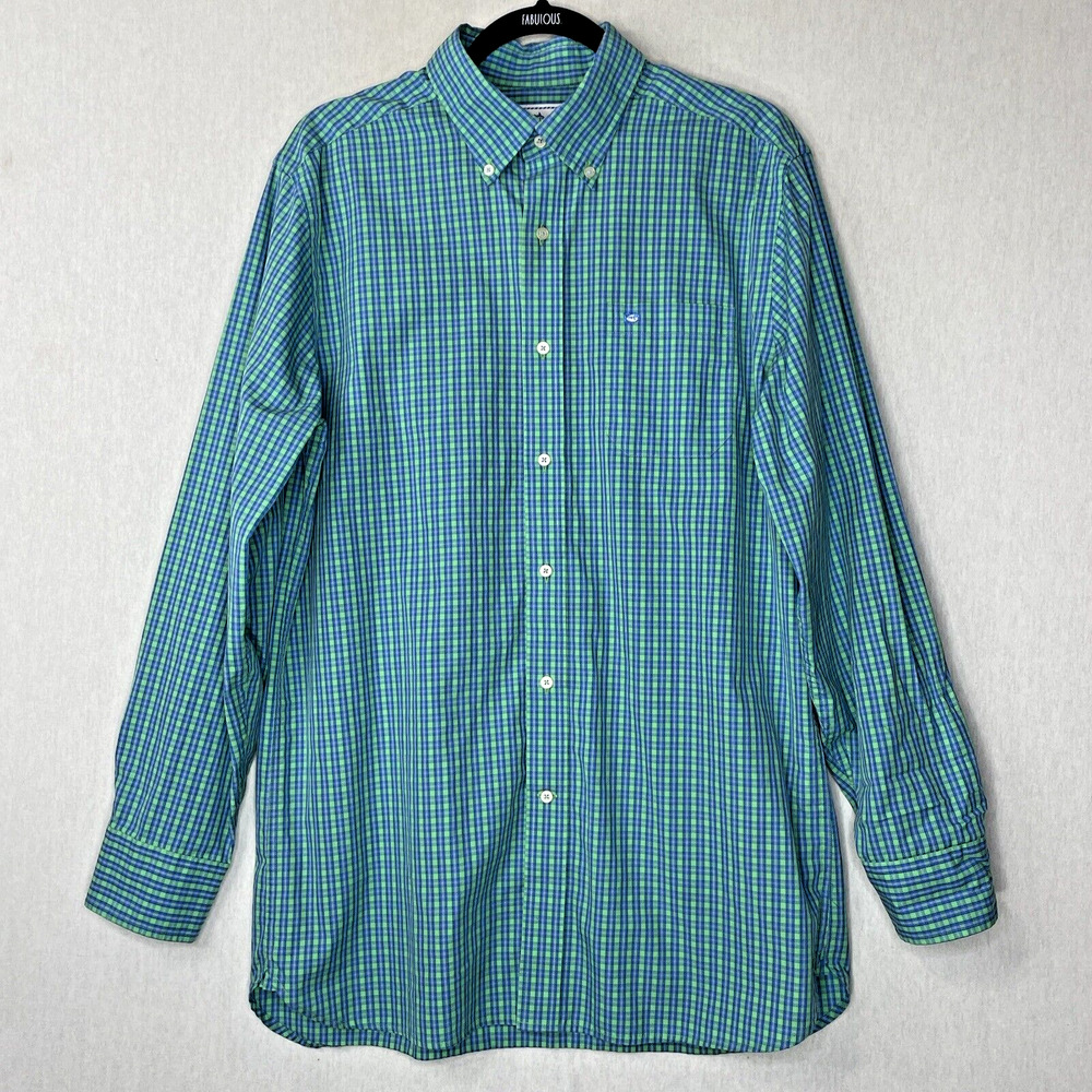 Southern Tide Button Down Shirt Mens Size Medium Green Blue Classic Fit Preppy